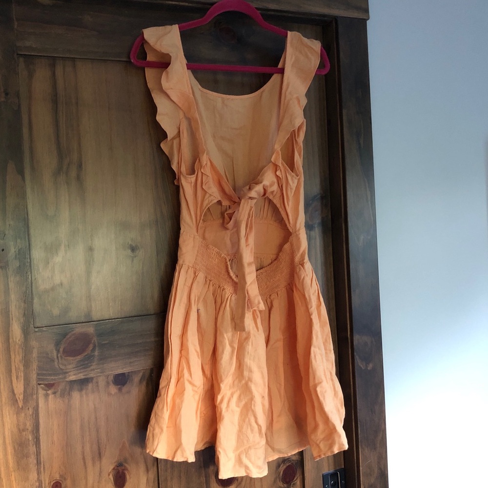Free People linen sun yellow Erin dress with tie back - Picture 5 of 7